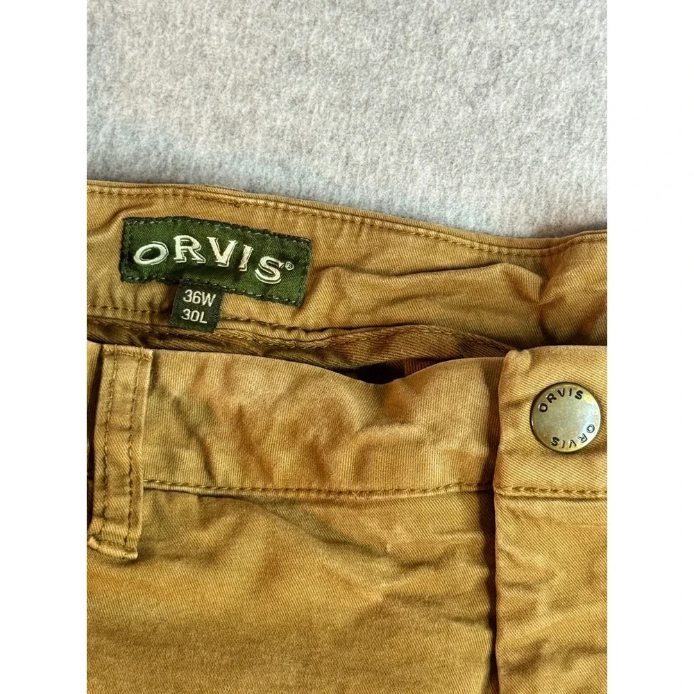 Orvis Mens 36x30 Chino Pants Tobacco Brown Cotton Stretch Straight Leg Twill